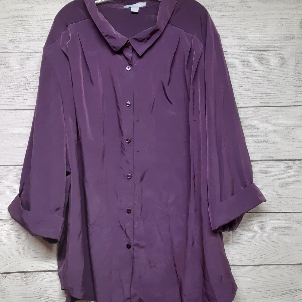 Only Necessities Purple Button Up Blouse